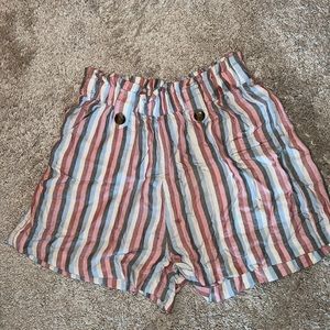 I’m selling striped paper bag shorts from American eagle